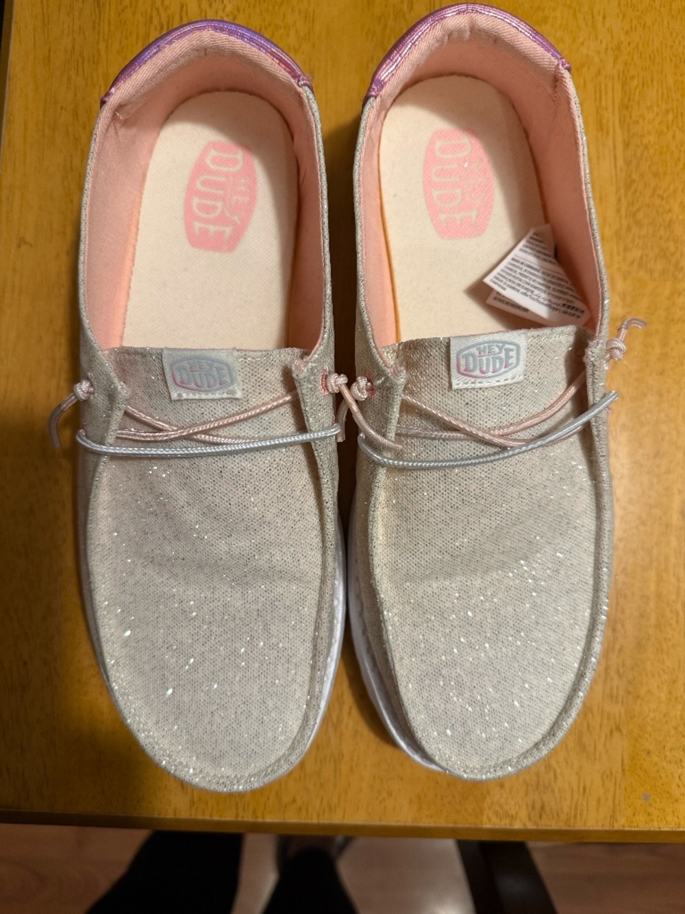 Hey Dude Wendy Iridescent Star Slip-On Shoes Girls J6 Sparkle